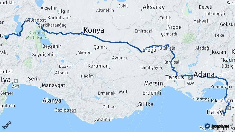 Isparta Antakya Hatay Arası Kaç Km - Yol Haritası
