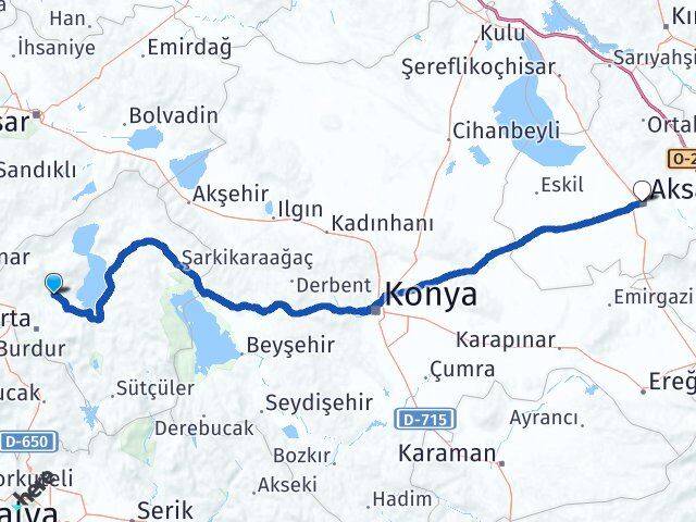 Isparta Atabey Aksaray Arası Kaç Km - Yol Haritası