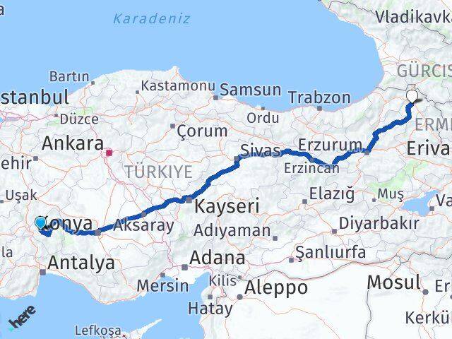 Isparta Atabey Ardahan Arası Kaç Km - Yol Haritası