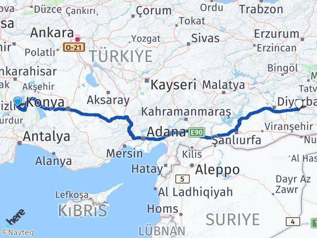 Isparta Atabey Batman Arası Kaç Km - Yol Haritası