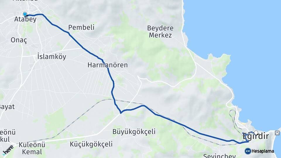 Isparta Atabey Eğirdir Arası Kaç Km - Yol Haritası