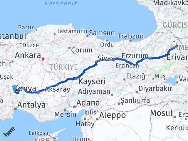 Isparta Atabey Kars Arası Kaç Km - Yol Haritası