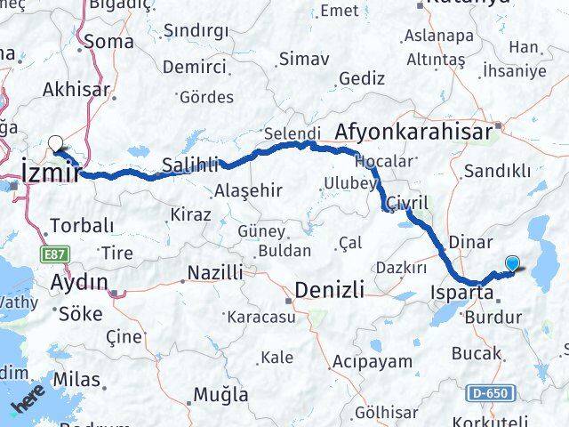 Isparta Atabey Manisa Arası Kaç Km - Yol Haritası