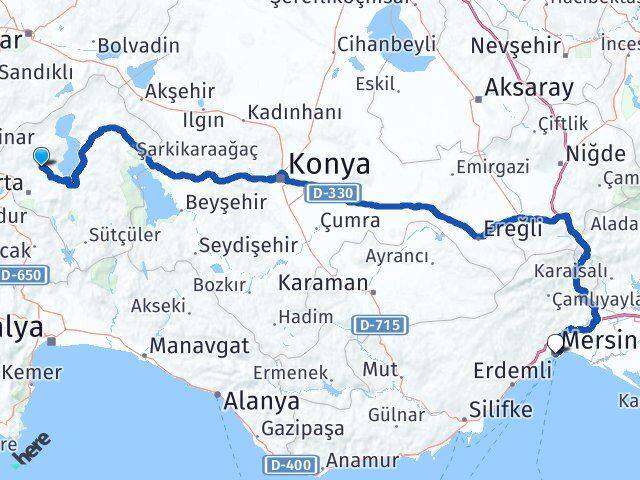 Isparta Atabey Mersin Arası Kaç Km - Yol Haritası