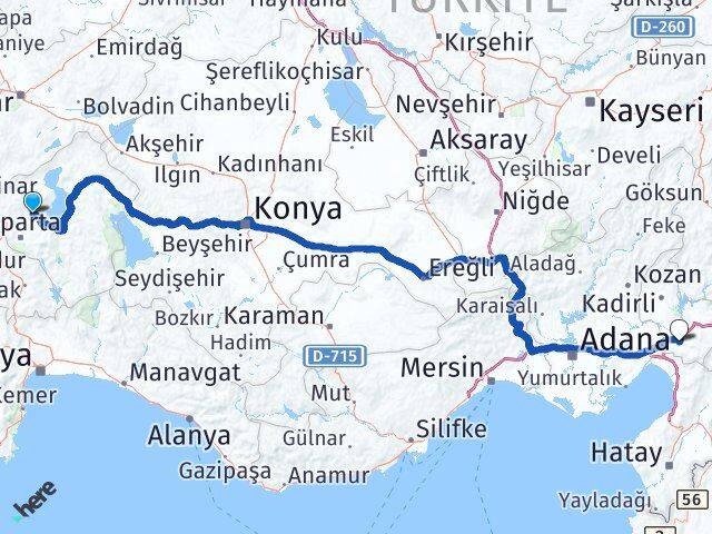 Isparta Atabey Osmaniye Arası Kaç Km - Yol Haritası