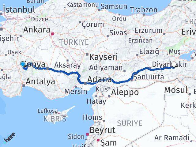 Isparta Atabey Siirt Arası Kaç Km - Yol Haritası