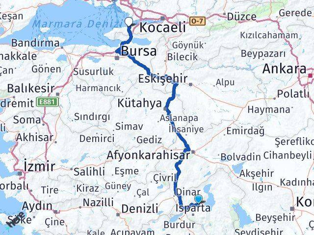 Isparta Atabey Yalova Arası Kaç Km - Yol Haritası