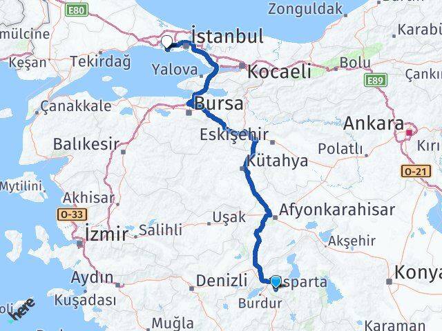 Isparta Beylikdüzü İstanbul Arası Kaç Km - Yol Haritası