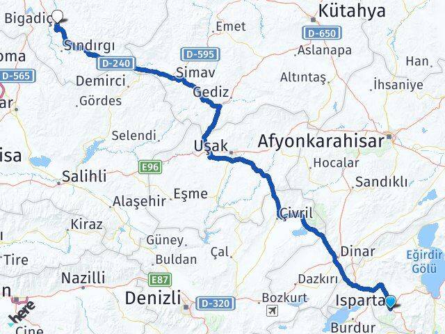 Isparta Bigadiç Balıkesir Arası Kaç Km - Yol Haritası
