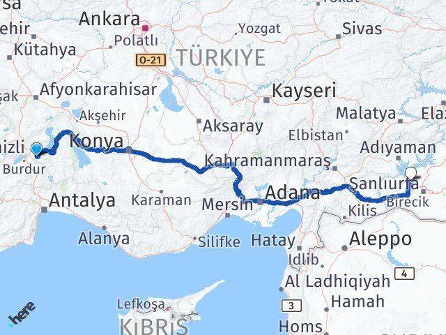 Isparta Bozova Şanlıurfa Arası Kaç Km - Yol Haritası