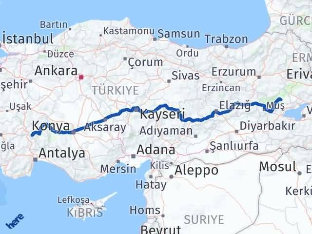 Isparta Bulanık Muş Arası Kaç Km - Yol Haritası