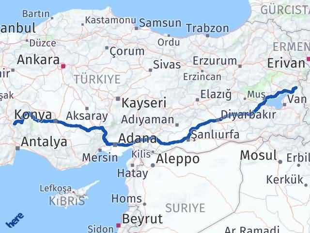 Isparta Çaldıran Van Arası Kaç Km - Yol Haritası