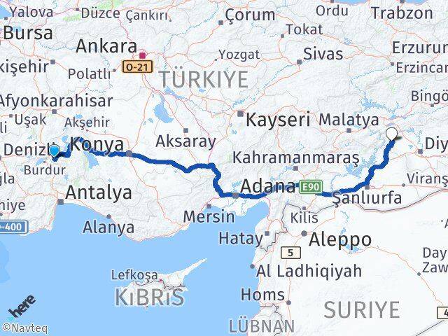 Isparta Çermik Diyarbakır Arası Kaç Km - Yol Haritası