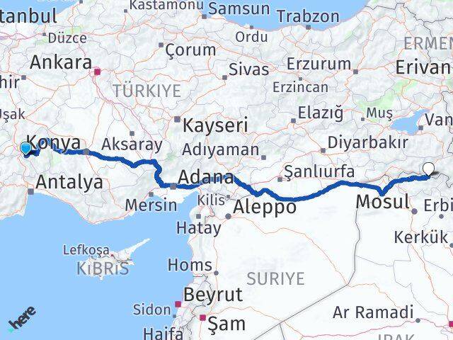 Isparta Çukurca Hakkari Arası Kaç Km - Yol Haritası