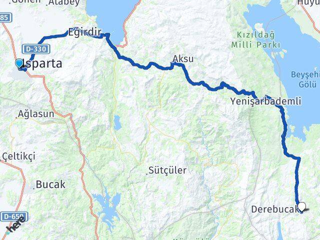 Isparta Derebucak Konya Arası Kaç Km - Yol Haritası