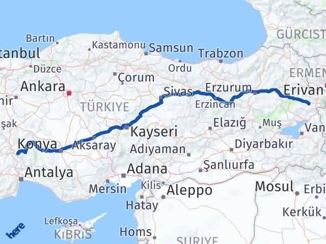 Isparta Diyadin Ağrı Arası Kaç Km - Yol Haritası