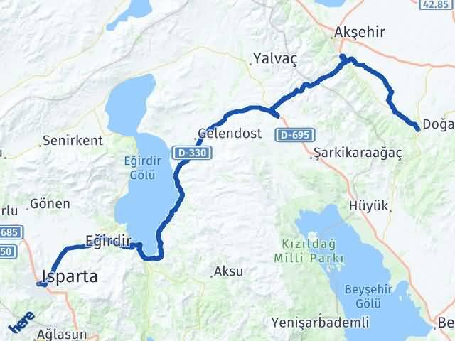 Isparta Doğanhisar Konya Arası Kaç Km - Yol Haritası