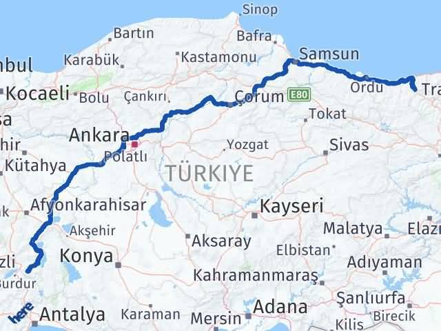 Isparta Doğankent Giresun Arası Kaç Km - Yol Haritası