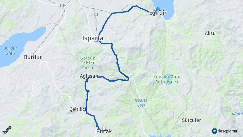 Isparta Eğirdir Bucak Burdur Arası Kaç Km - Yol Haritası