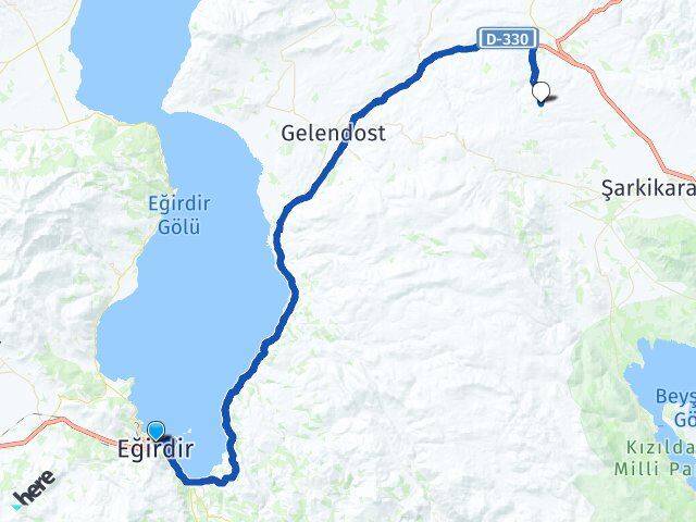 Isparta Eğirdir Koruyaka Yalvaç Arası Kaç Km - Yol Haritası