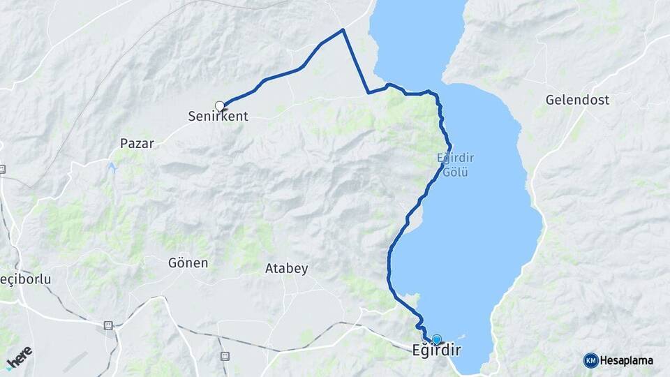 Isparta Eğirdir Senirkent Arası Kaç Km - Yol Haritası