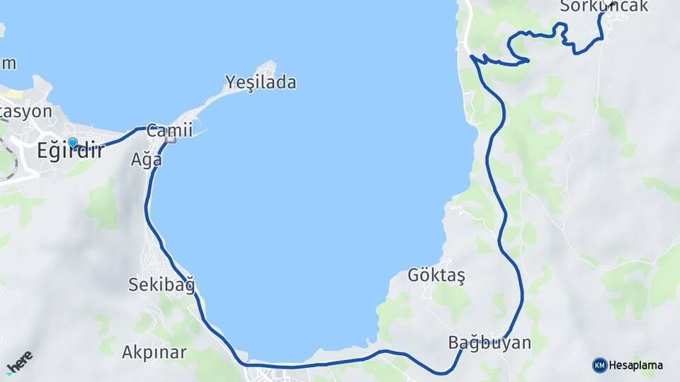 Isparta Eğirdir Sorkuncak Eğirdir Arası Kaç Km - Yol Haritası