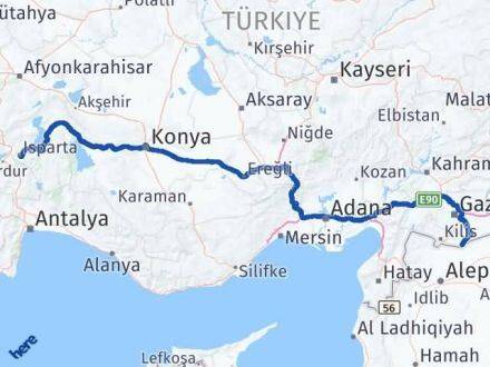 Isparta Elbeyli Kilis Arası Kaç Km - Yol Haritası