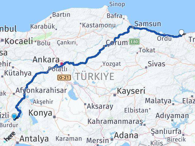 Isparta Espiye Giresun Arası Kaç Km - Yol Haritası