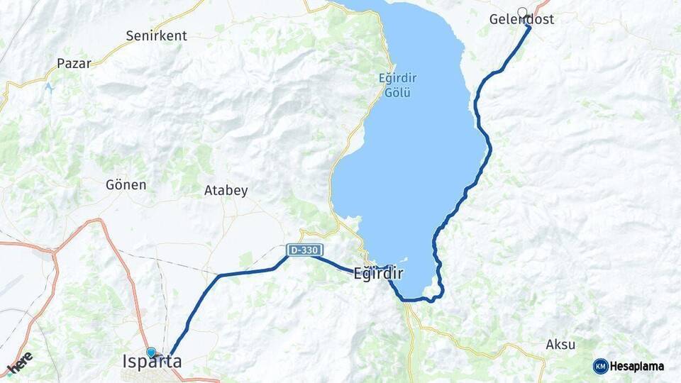 Isparta Gelendost Arası Kaç Km - Yol Haritası