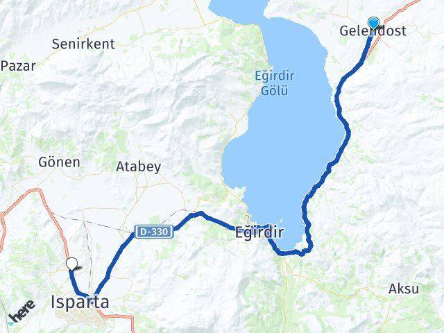 Isparta Gelendost Çünür Arası Kaç Km - Yol Haritası