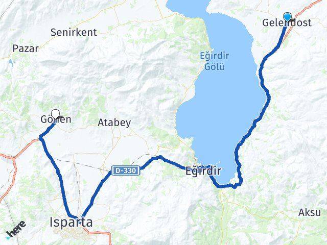 Isparta Gelendost Gönen Arası Kaç Km - Yol Haritası