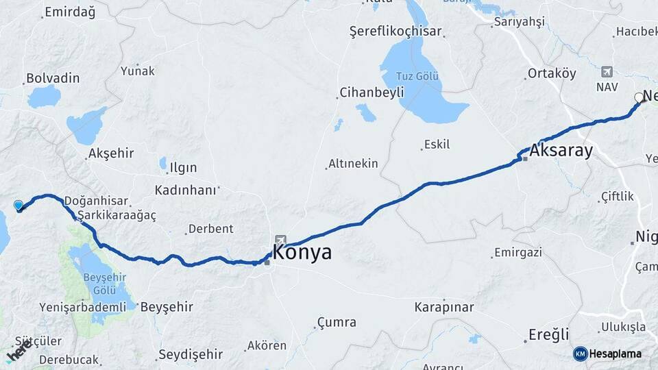 Isparta Gelendost Nevşehir Arası Kaç Km - Yol Haritası