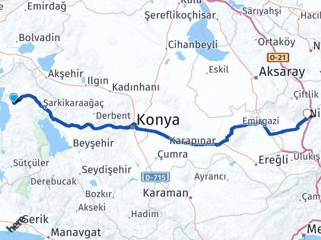 Isparta Gelendost Niğde Arası Kaç Km - Yol Haritası