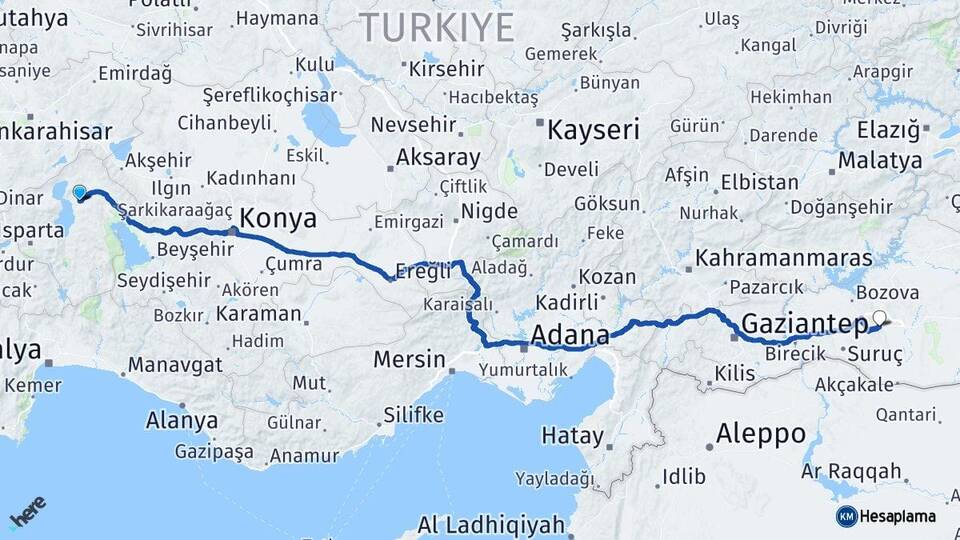 Isparta Gelendost Şanlıurfa Arası Kaç Km - Yol Haritası