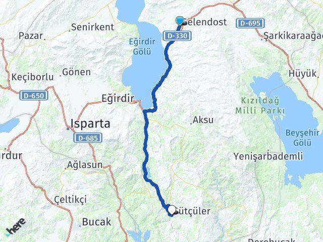 Isparta Gelendost Sütçüler Arası Kaç Km - Yol Haritası