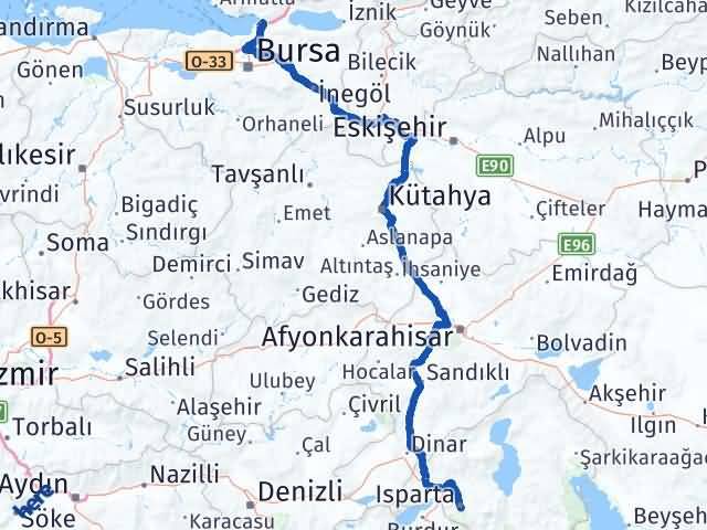 Isparta Gemlik Bursa Arası Kaç Km - Yol Haritası