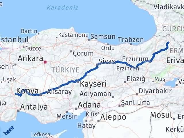 Isparta Gönen Ardahan Arası Kaç Km - Yol Haritası