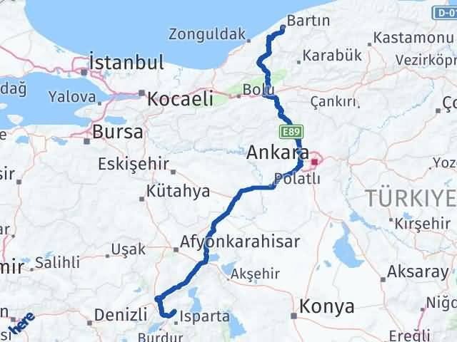 Isparta Gönen Bartın Arası Kaç Km - Yol Haritası