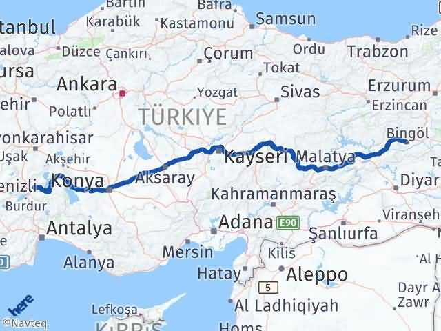 Isparta Gönen Bingöl Arası Kaç Km - Yol Haritası