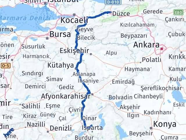Isparta Gönen Düzce Arası Kaç Km - Yol Haritası
