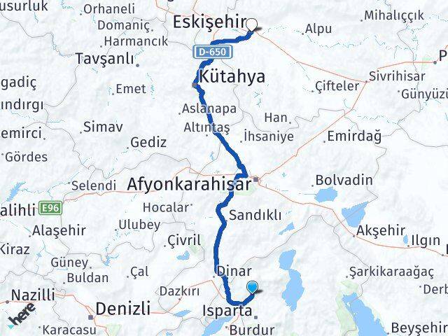 Isparta Gönen Eskişehir Arası Kaç Km - Yol Haritası