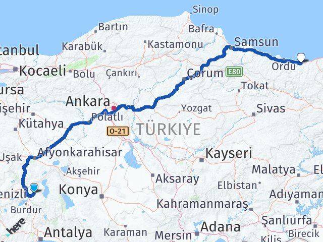 Isparta Gönen Giresun Arası Kaç Km - Yol Haritası