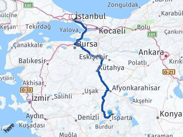Isparta Gönen İstanbul Arası Kaç Km - Yol Haritası