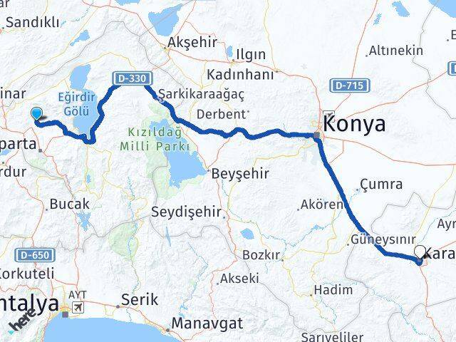 Isparta Gönen Karaman Arası Kaç Km - Yol Haritası