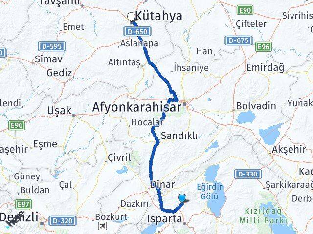 Isparta Gönen Kütahya Arası Kaç Km - Yol Haritası