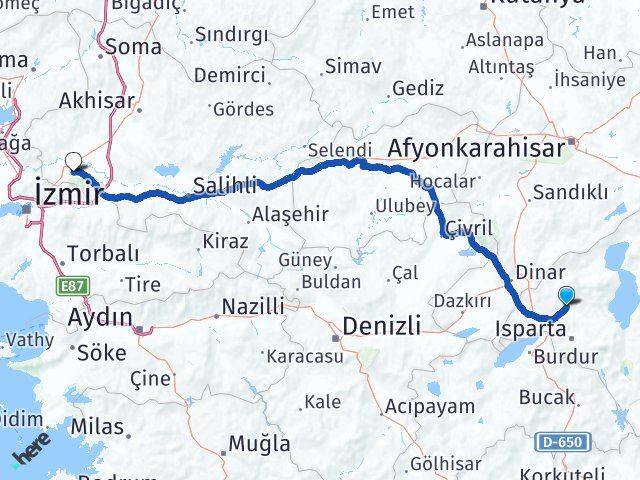Isparta Gönen Manisa Arası Kaç Km - Yol Haritası