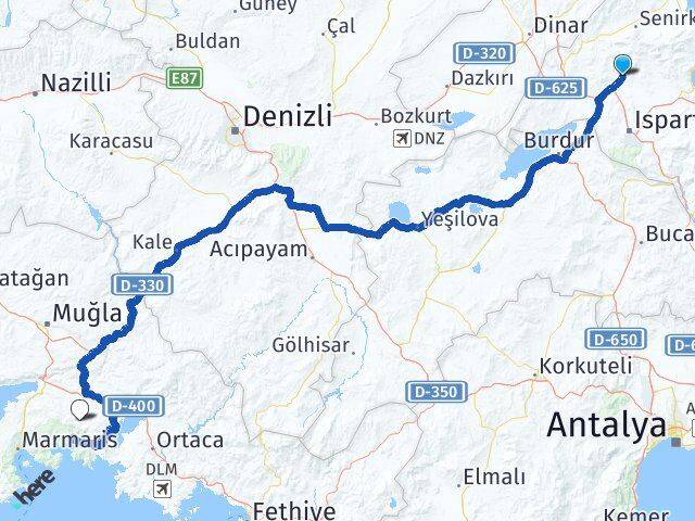 Isparta Gönen Muğla Arası Kaç Km - Yol Haritası