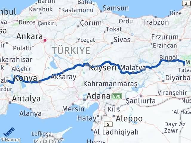 Isparta Gönen Muş Arası Kaç Km - Yol Haritası