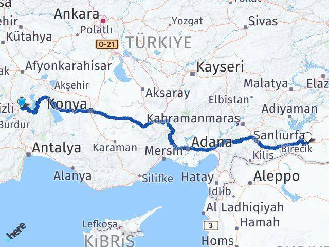 Isparta Gönen Şanlıurfa Arası Kaç Km - Yol Haritası