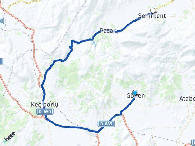 Isparta Gönen Senirkent Arası Kaç Km - Yol Haritası